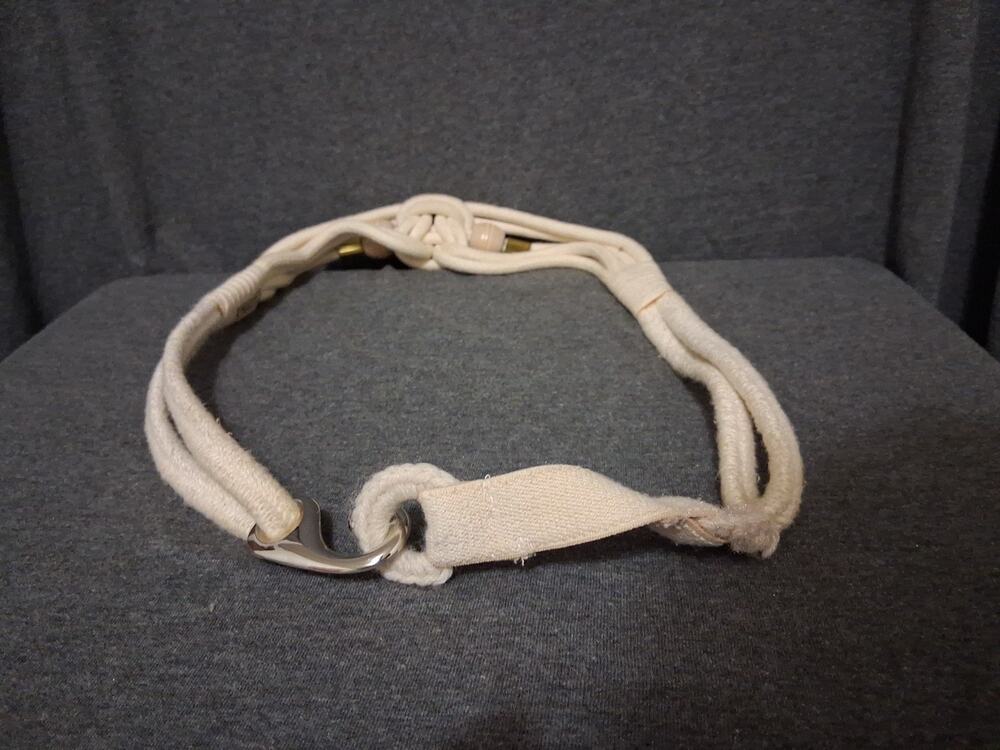 Vintage Leather Shop Off White Cotton Rope Belt Knotted Bead S Hook 35 Inch